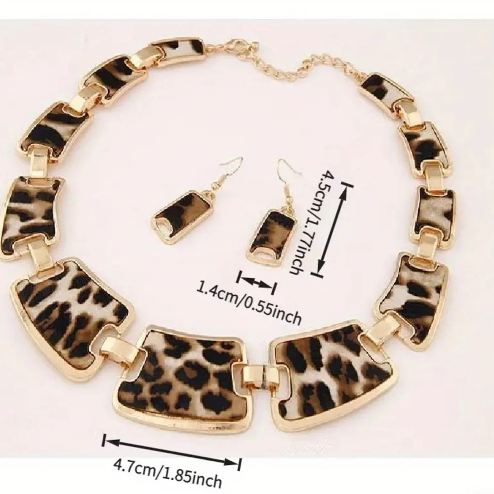 Elegant Leopard Statement Necklace and Earrings